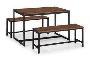 Tribeca Walnut Table and 2 Walnut Tribeca Benches
