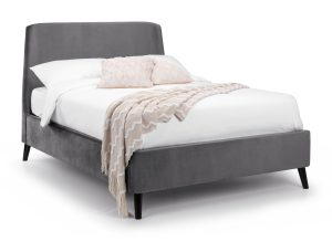 Frida Curved Velvet 135cm Double Bed - Grey