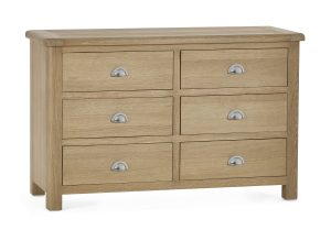 Memphis Limed Oak 6 Drawer Wide Chest