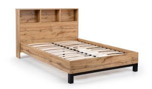 Bali Bookcase Headboard Bed 135cm - Light Oak