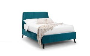 Frida Curved Velvet 150cm King Bed - Teal