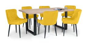 Berwick Rectangular Table and 6 Mustard Luxe Chairs