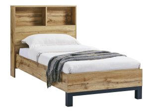 Bali Bookcase Headboard Bed 90cm - Light Oak