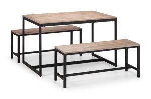 Tribeca Oak Table and 2 Oak Tribeca Benches