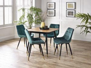Findlay Square Table and 4 Green Hadid Chairs