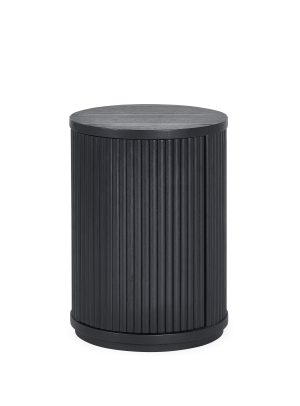 Louis Fluted Side Table With Door - Black