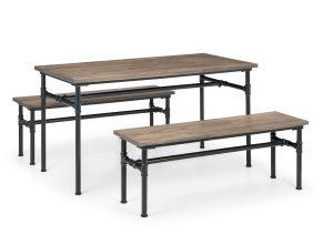 Carnegie Table and 2 Carnegie Benches