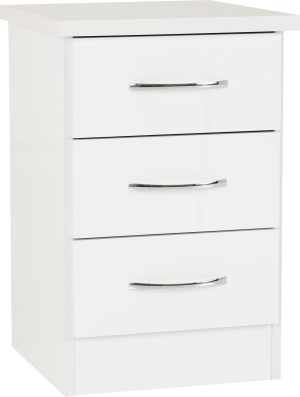 NEVADA 3 DRAWER BEDSIDE WHITE GLOSS 2019 01 100 103 059 scaled