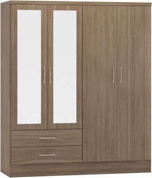NEVADA 4 DOOR 2 DRAWER WARDROBE RUSTIC OAK EFFECT 2021 100 101 117 F 1 scaled 1