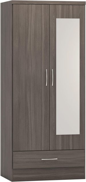 NEVADA MIRRORED 2 DOOR WARDROBE BLACK WOOD GRAIN 2021 100 101 131 1 scaled 1