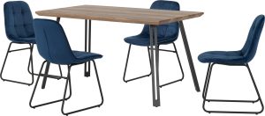 QUEBEC STRAIGHT LUKAS DINING SET MEDIUM OAK EFFECTSAPPHIRE BLUE VELVET 2021 400 401 245 scaled 1