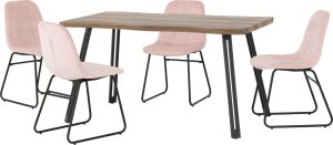 QUEBEC WAVE LUKAS DINING SET MEDIUM OAK EFFECTBABY PINK VELVET 2021 400 401 236 scaled 1