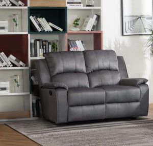 Silver Grey Fabric Manual Reclining 2 Seater Quest